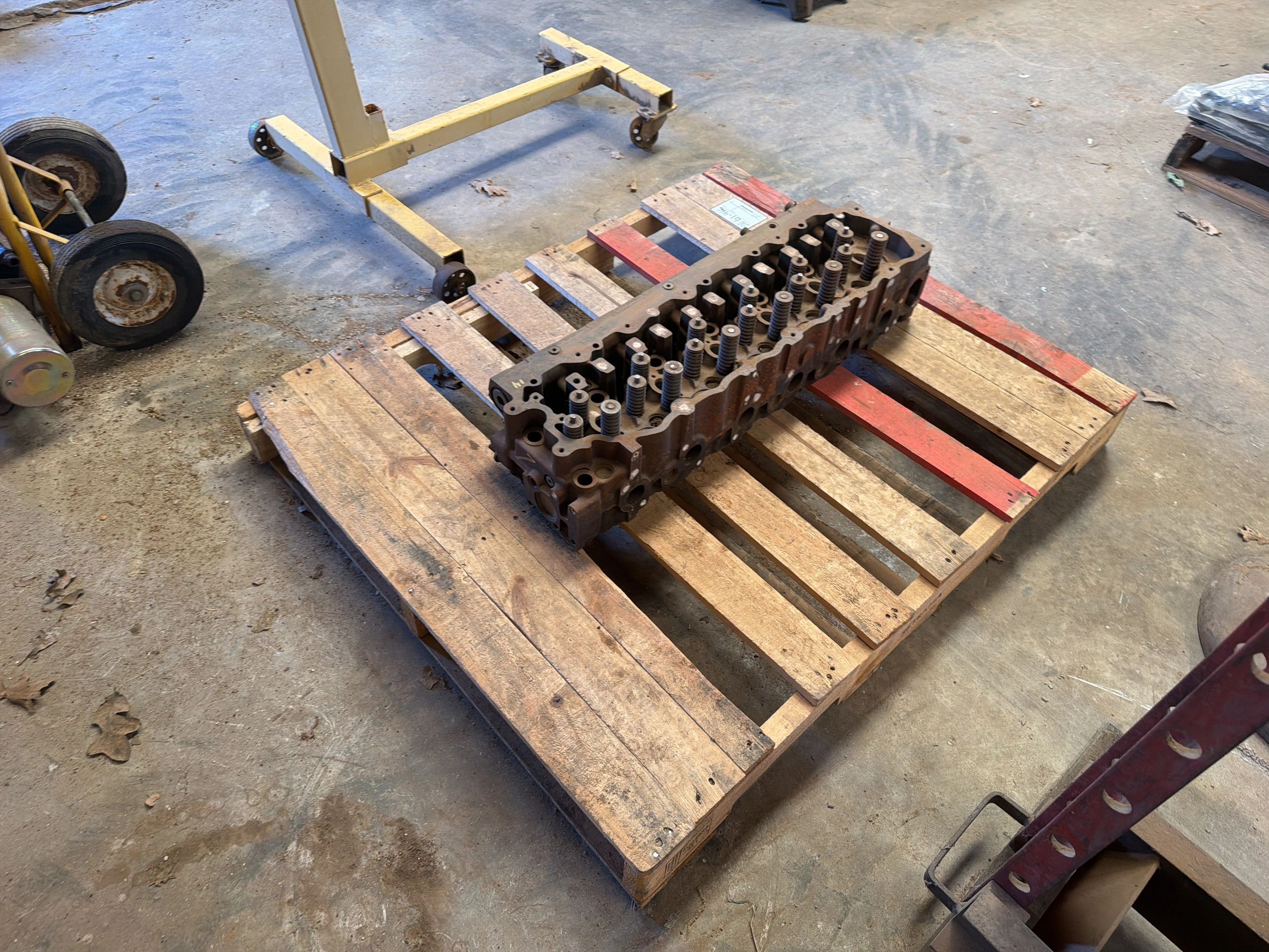 Engine cylinder head documented during a San Antonio equipment inspection